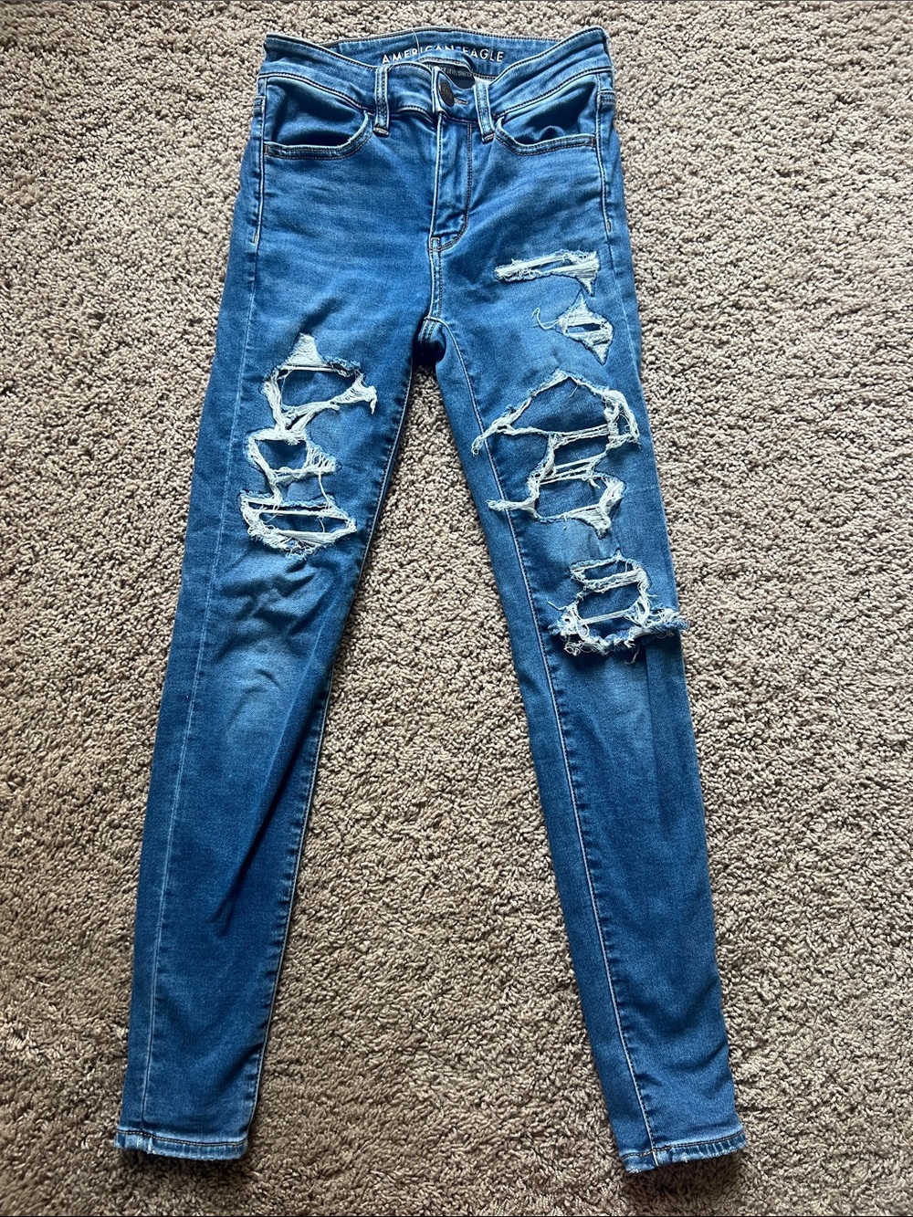 American Eagle Outfitters Distressed Hi-Rise Jeggings Size 00 Regular